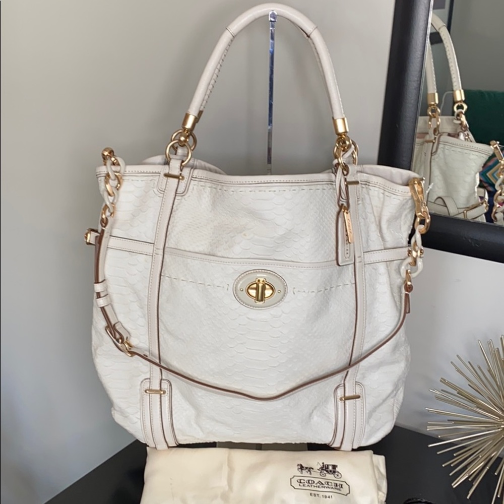 Coach ostrich leather shoulder bag